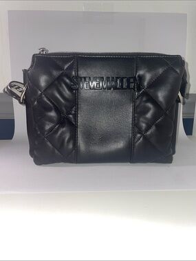 Steve Madden Black Quilted Small Crossbody/shoulder Bag Zip